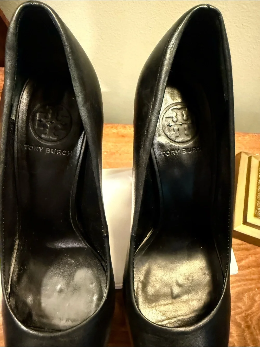 Tory Burch Black Leather Cantrelle Peep Toe Platform Pumps Size 8.5 $328